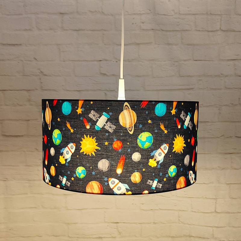 home24 Pendelleuchte Weltall Multicolor Mischgewebe 35 x 18 x 35cm von home24