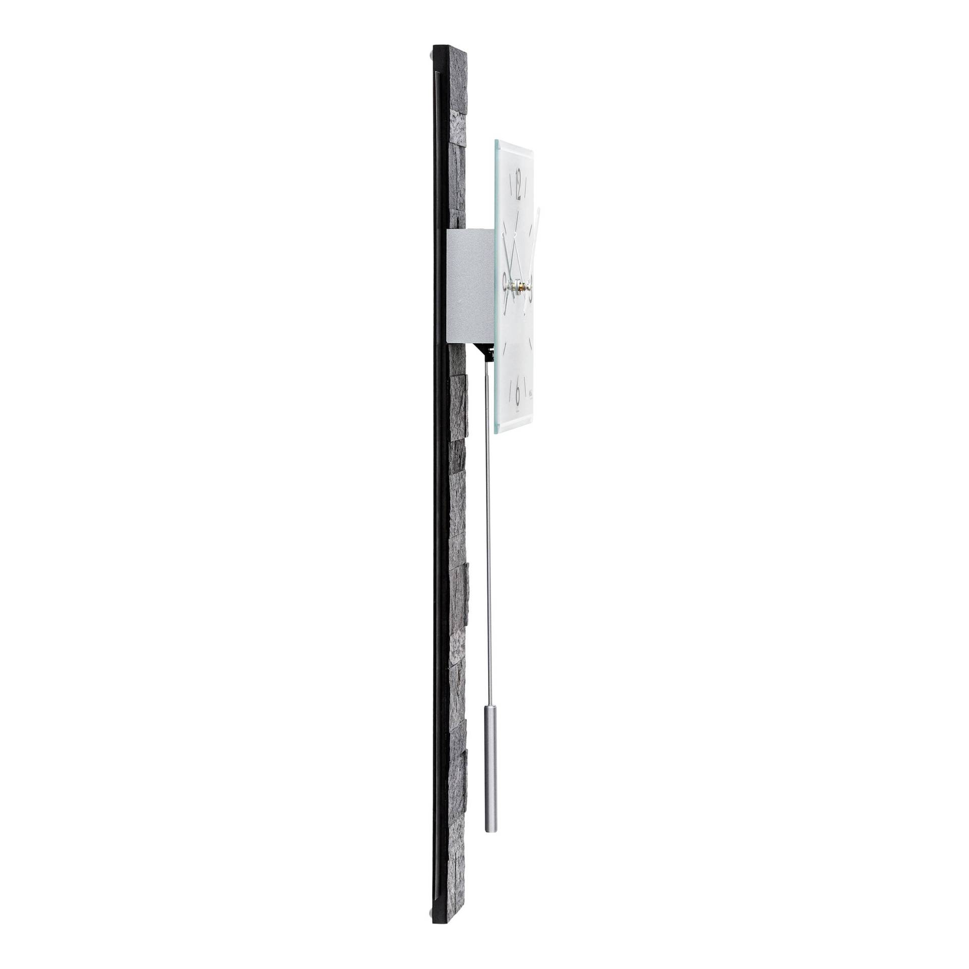 home24 Pendeluhr Lemos Holzgehäuse mit Stein-Aluminiumoberfläche 22 x 68 x 7cm Multicolor/Grau von home24