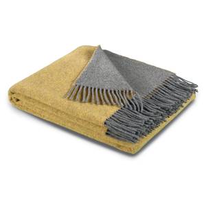 home24 Plaid Cashmere I 130 x 170cm Gelb/Ocker Wolle von home24