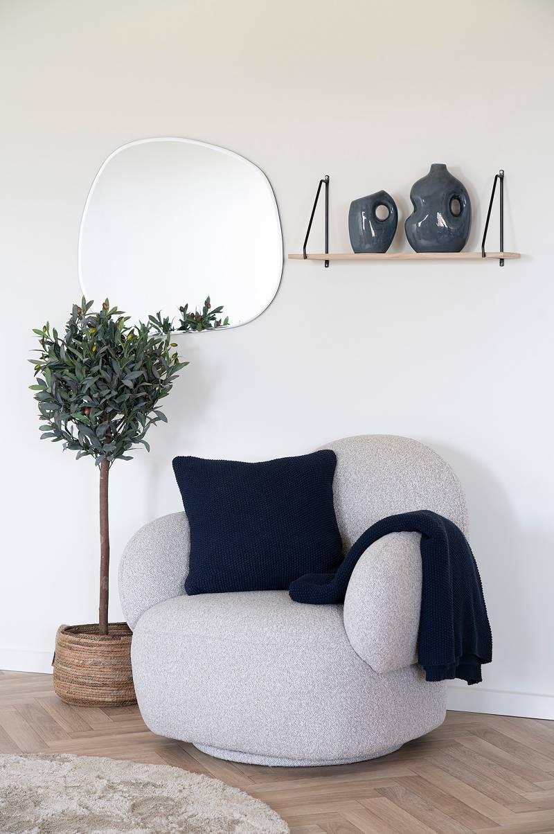 home24 Plaid Santos 130 x 1 x 170cm Blau/Dunkelblau Recycelte Baumwolle von home24