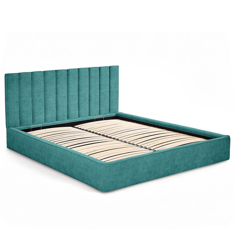 home24 Polsterbett 160 x 200cm Samt Cloe Blau 1 Bettkasten von home24