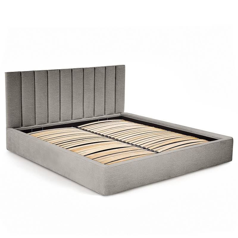 home24 Polsterbett 200 x 200cm Chenille Roselia Grau 1 Bettkasten von home24