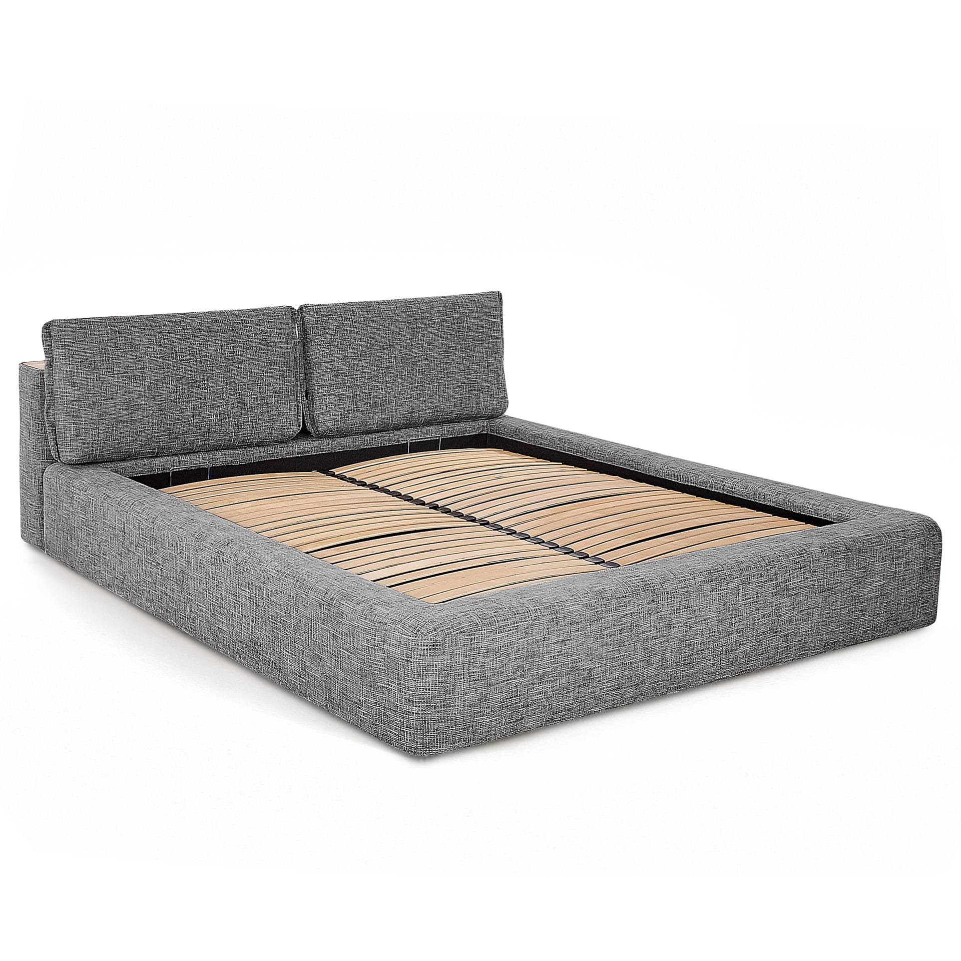 home24 Polsterbett 200 x 200cm Strukturstoff Trinu Braun 1 Bettkasten von home24