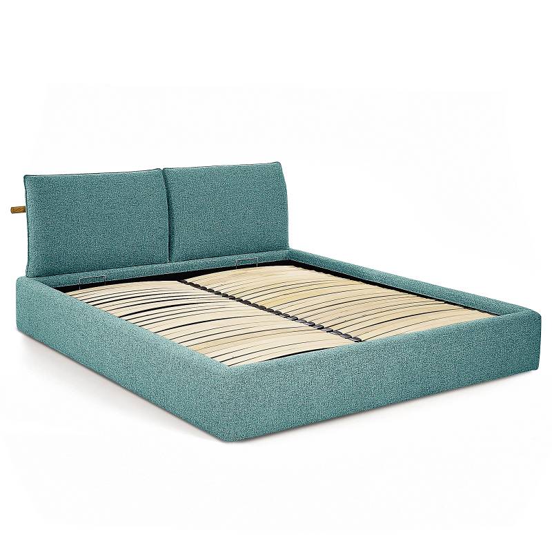 home24 Polsterbett 200 x 200cm Webstoff Hevi Blau 1 Bettkasten von home24