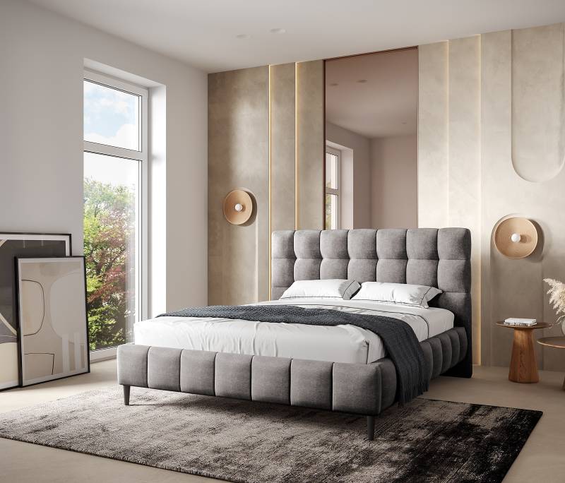 home24 Polsterbett Bayless - Easypack 140 x 200cm Microfaser Braun/Grau/Taupe von home24