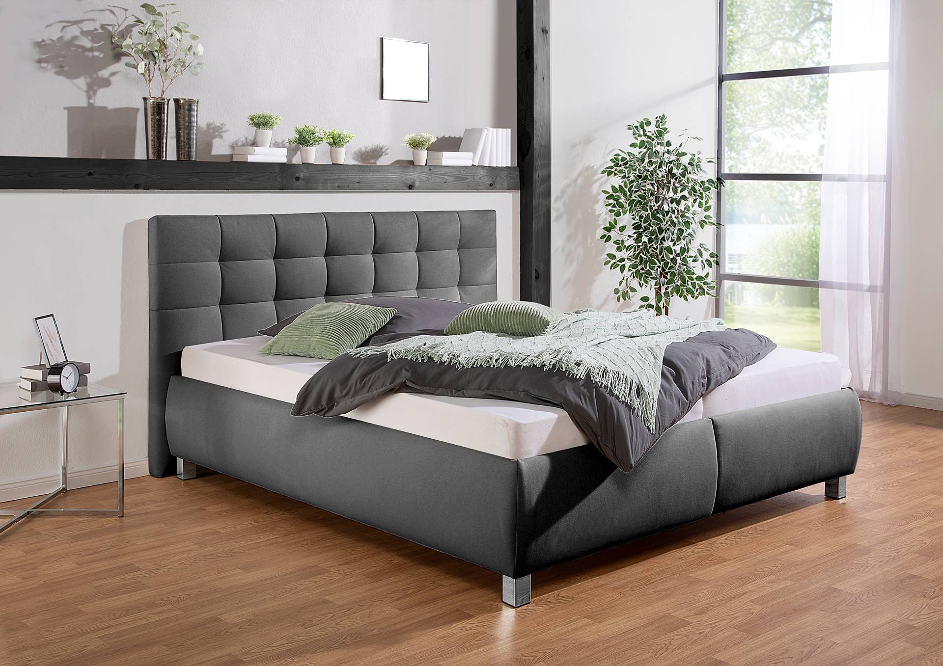 home24 Polsterbett Caronia mit Matratze 180 x 200cm Webstoff Ramse Grau H2 Bonellfederkernmatratze home24 Polsterbett Caronia mit Matratze 180 x 200cm Webstoff Ramse Grau H2 Bonellfederkernmatratze von home24