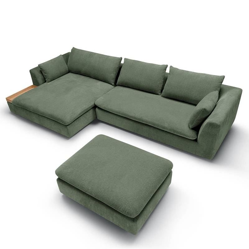 home24 Polsterhocker 108 x 42 x 86cm Grün Chenille Skady: Antikgrün von home24