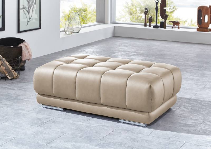 home24 Polsterhocker Malebui 126 x 42 x 76cm Grau/Beige Echtleder Tomma: Cappuccino von home24
