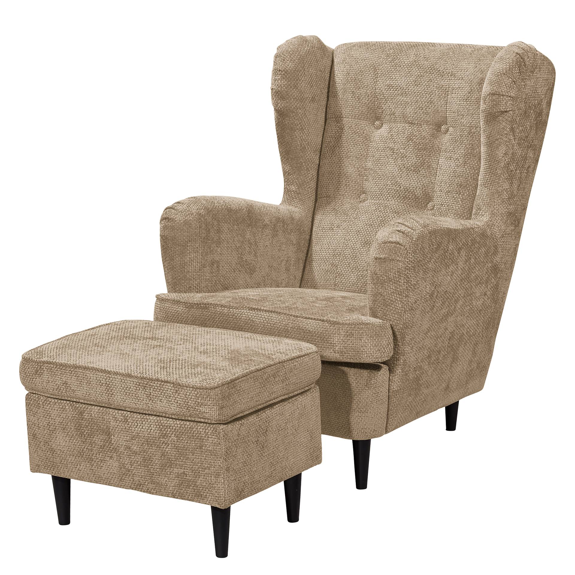 home24 Polsterhocker Marson 63 x 43 x 42cm Braun/Beige Strukturstoff Edisa: Taupe von home24