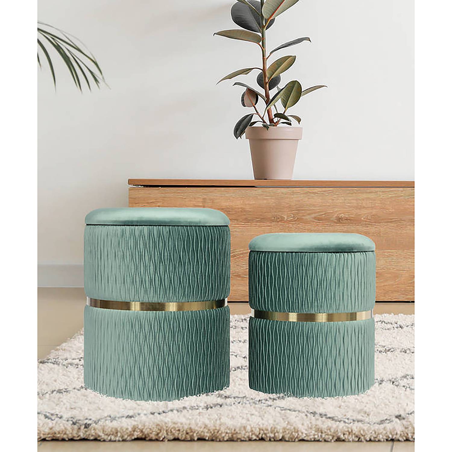 home24 Polsterhocker Milas 2er-Set 37 x 37 x 48cm Grün/Mint home24 Polsterhocker Milas 2er-Set 37 x 37 x 48cm Grün/Mint von home24