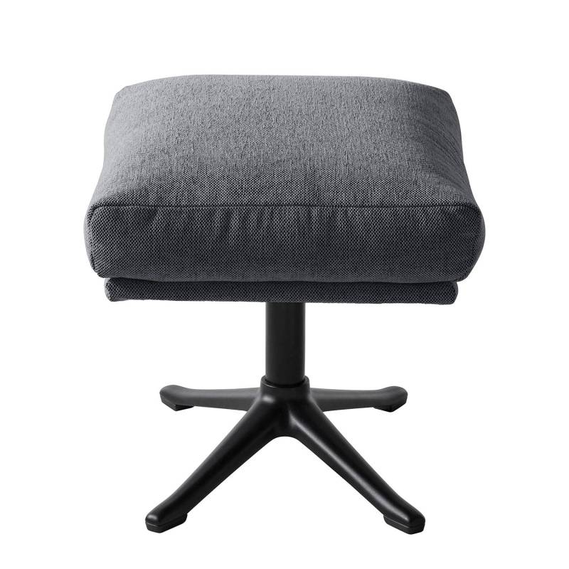 home24 Polsterhocker mit Kreuzfuß 51 x 37 x 41cm Grau Schwarz Webstoff Saia: Steingrau von home24