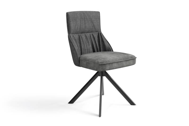 home24 Polsterstuhl Avenal 2er-Set 50 x 89 x 56cm Schwarz/Anthrazit von home24