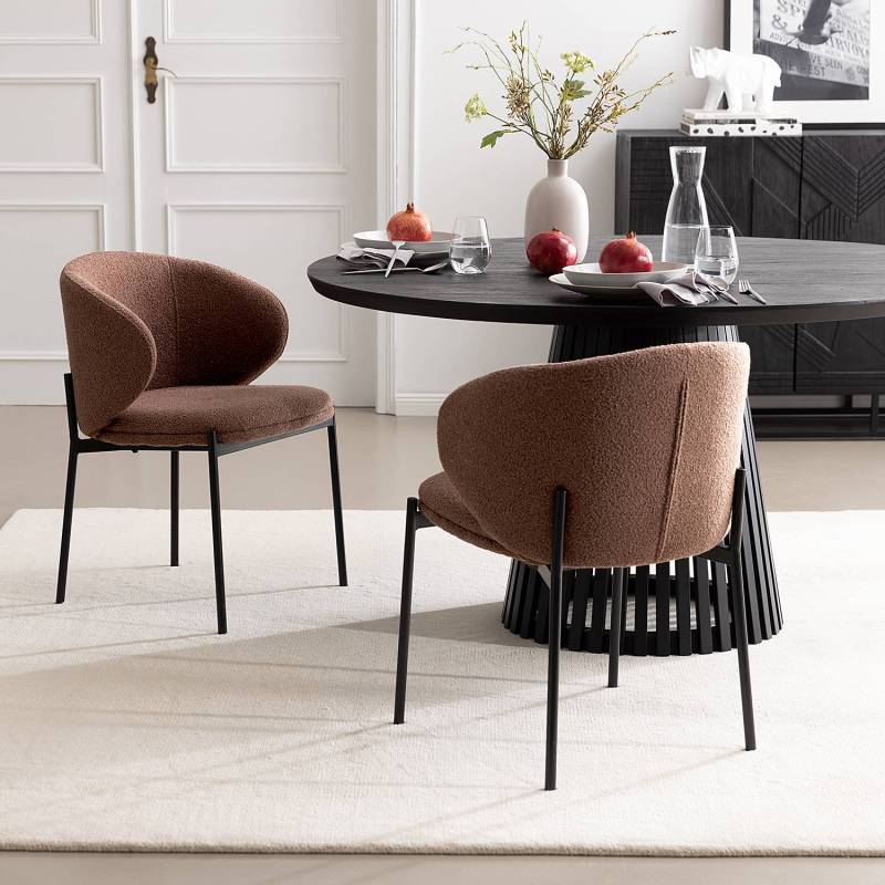 home24 Polsterstuhl BANNEKER 2er-Set 57 x 76 x 58cm Rot/Braun/Rostbraun von home24