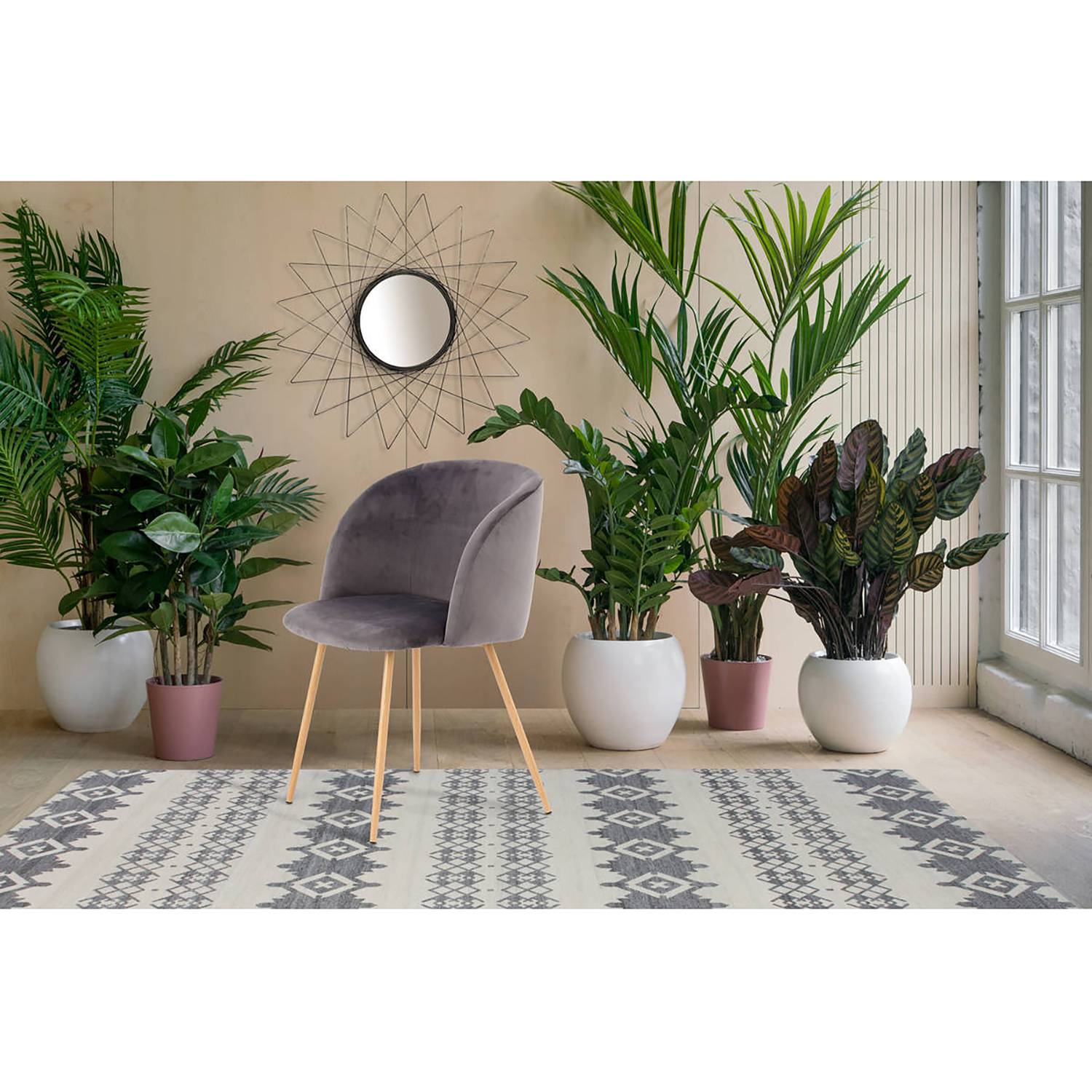 home24 Polsterstuhl Celina 2er-Set 54 x 84 x 56cm Grau/Grau von home24
