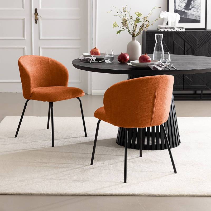 home24 Polsterstuhl Charlisle 2er-Set 54 x 78 x 50cm Orange/Terracotta von home24