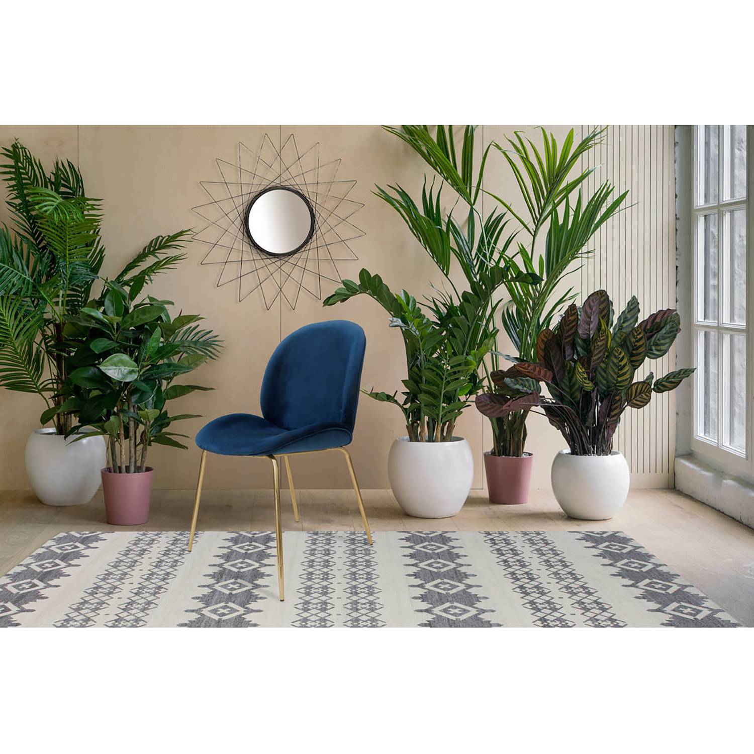 home24 Polsterstuhl Charlize I 2er-Set 47 x 90 x 59cm Blau/Blau von home24