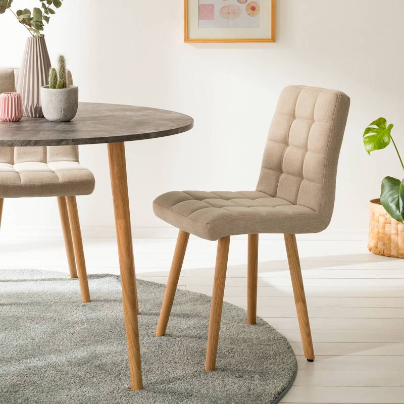 home24 Polsterstuhl Doskie II 42 x 85 x 57cm 2er Set Beige/Beige von home24