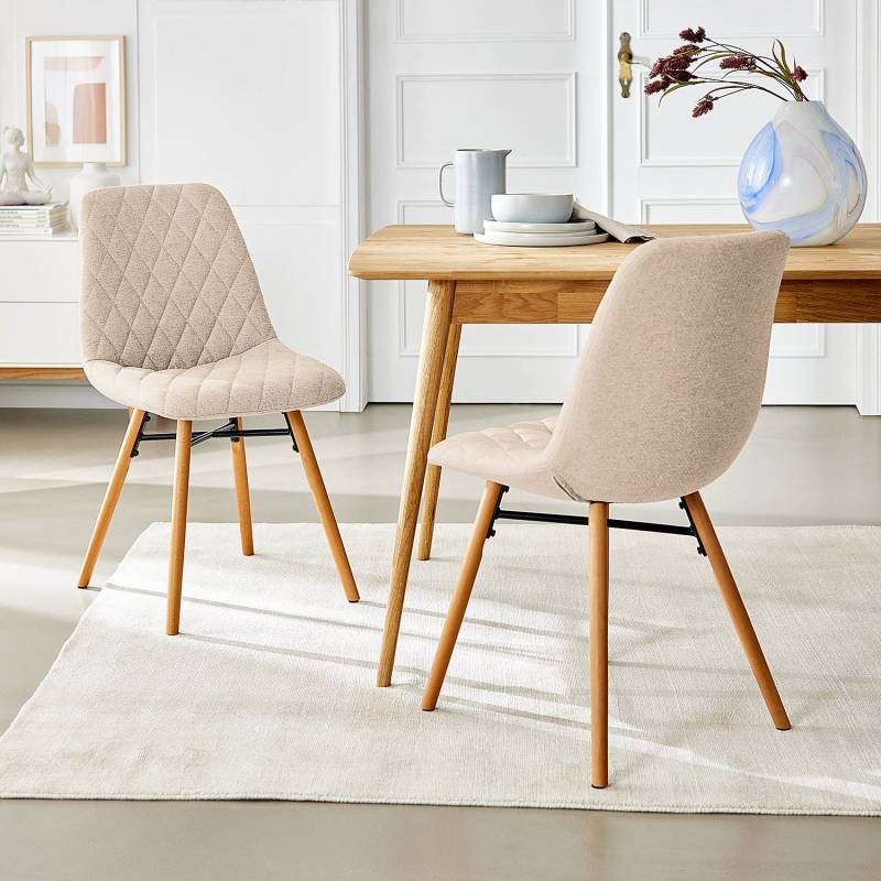 home24 Polsterstuhl Farelas 46 x 85 x 57cm 2er Set Webstoff Stefka: Beige Beige von home24