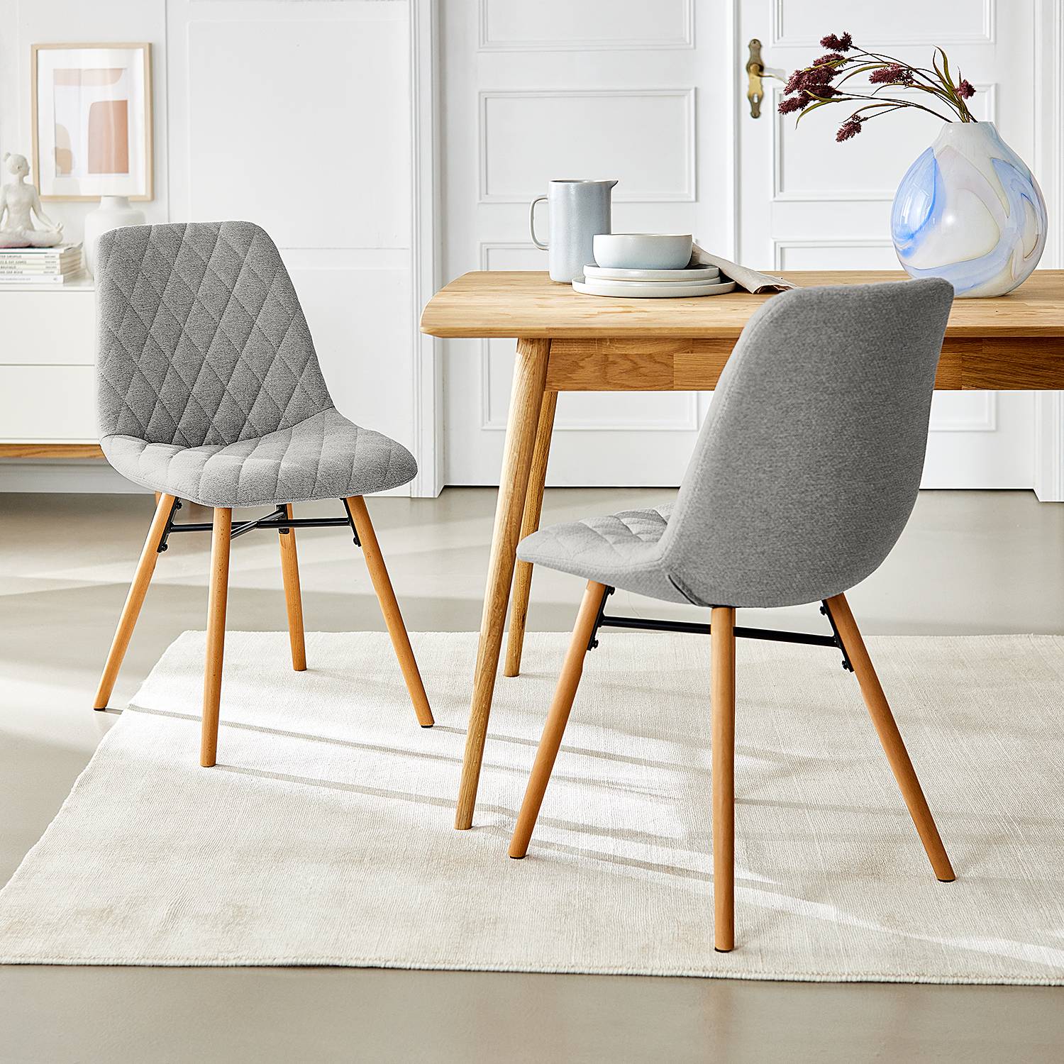home24 Polsterstuhl Farelas 46 x 85 x 57cm 2er Set Webstoff Stefka: Hellgrau Grau home24 Polsterstuhl Farelas 46 x 85 x 57cm 2er Set Webstoff Stefka: Hellgrau Grau von home24