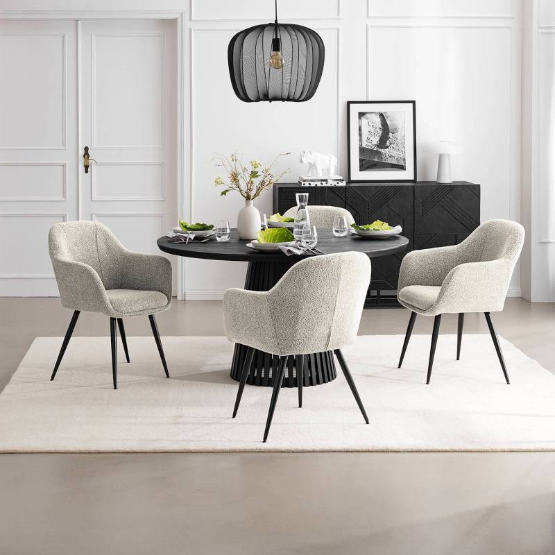 home24 Polsterstuhl Glassburn 2er-Set 56 x 84 x 47cm Beige/Beige von home24
