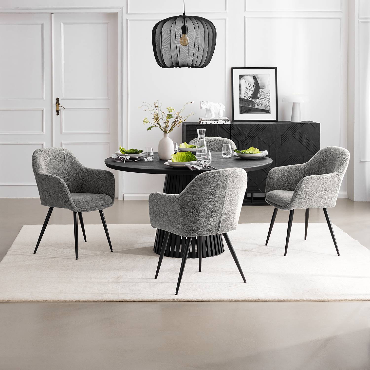 home24 Polsterstuhl Glassburn 2er-Set 56 x 84 x 47cm Grau/Grau von home24
