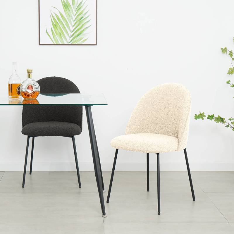 home24 Polsterstuhl LIMAYA 2er-Set 49 x 84 x 54cm Beige/Creme von home24