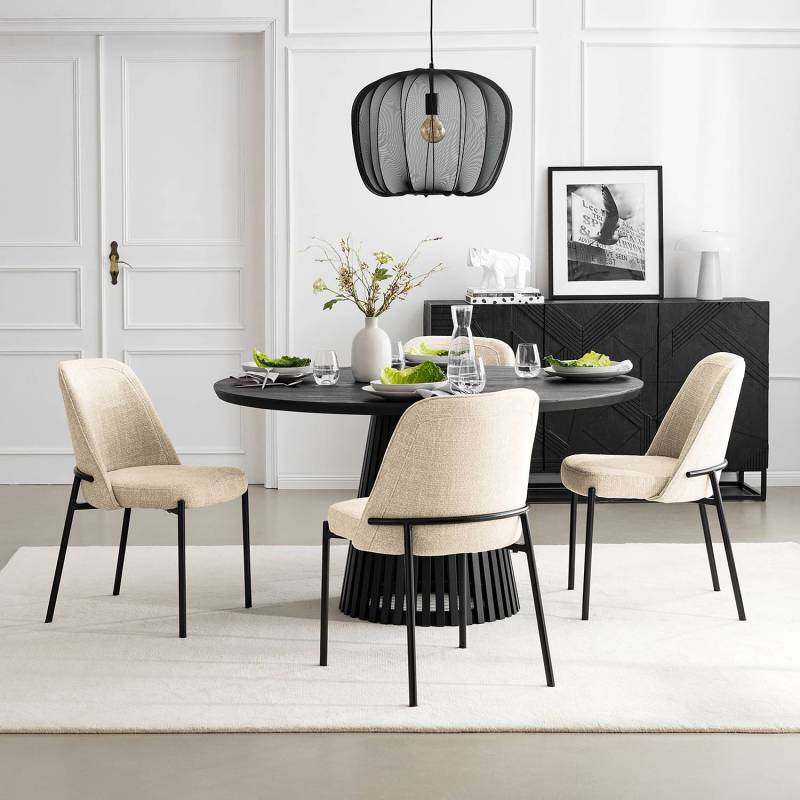 home24 Polsterstuhl Littlecott 2er-Set 57 x 85 x 52cm Beige/Creme von home24