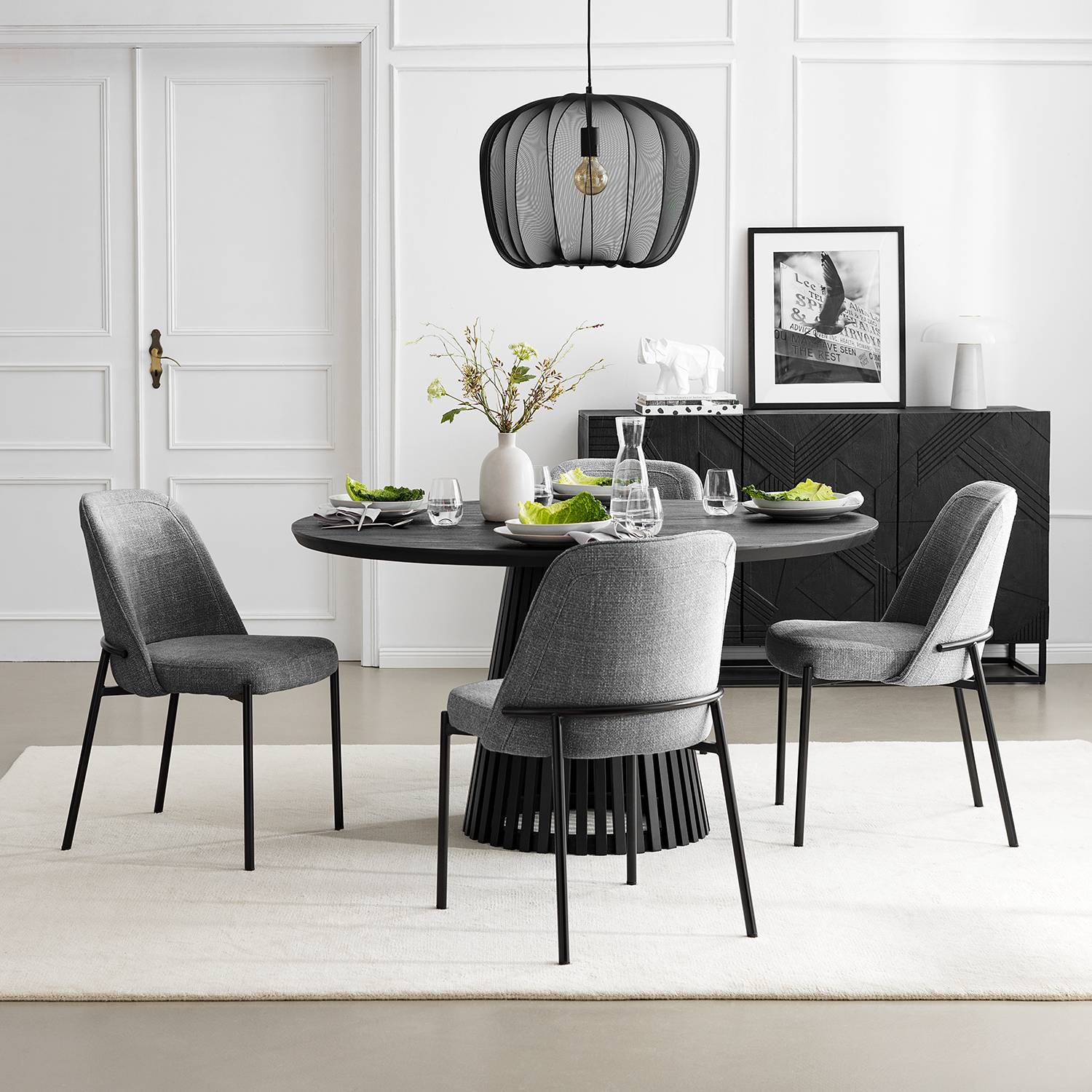 home24 Polsterstuhl Littlecott 2er-Set 57 x 85 x 52cm Grau/Grau von home24