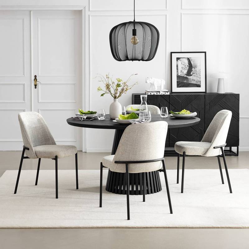 home24 Polsterstuhl Littlecott 2er-Set 57 x 85 x 52cm Grau/Hellgrau von home24