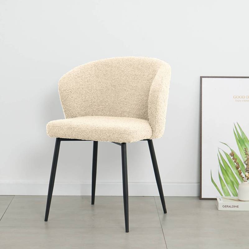 home24 Polsterstuhl MARETH 2er-Set 57 x 80 x 60cm Beige/Creme von home24