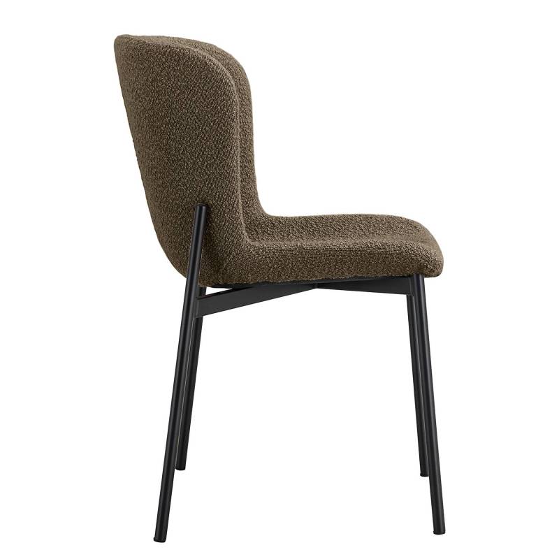 home24 Polsterstuhl MOUZON 2er-Set 52 x 79 x 49cm Bouclé Stoff Holma: Taupe Braun/Taupe Schwarz von home24
