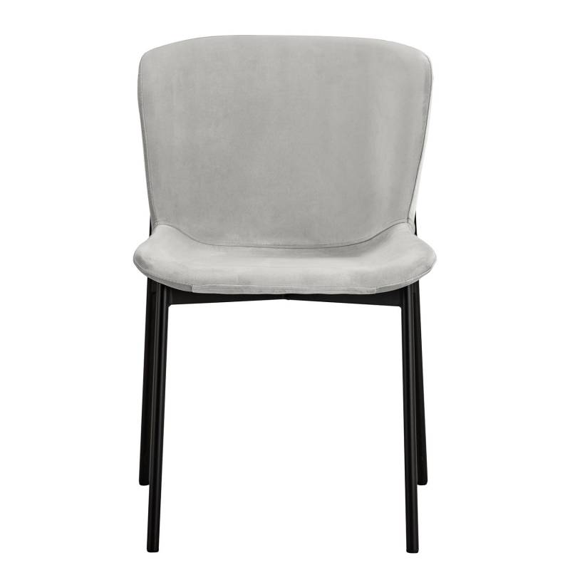 home24 Polsterstuhl MOUZON 2er-Set 52 x 79 x 49cm Samt Walli: Hellgrau Grau/Hellgrau Schwarz von home24