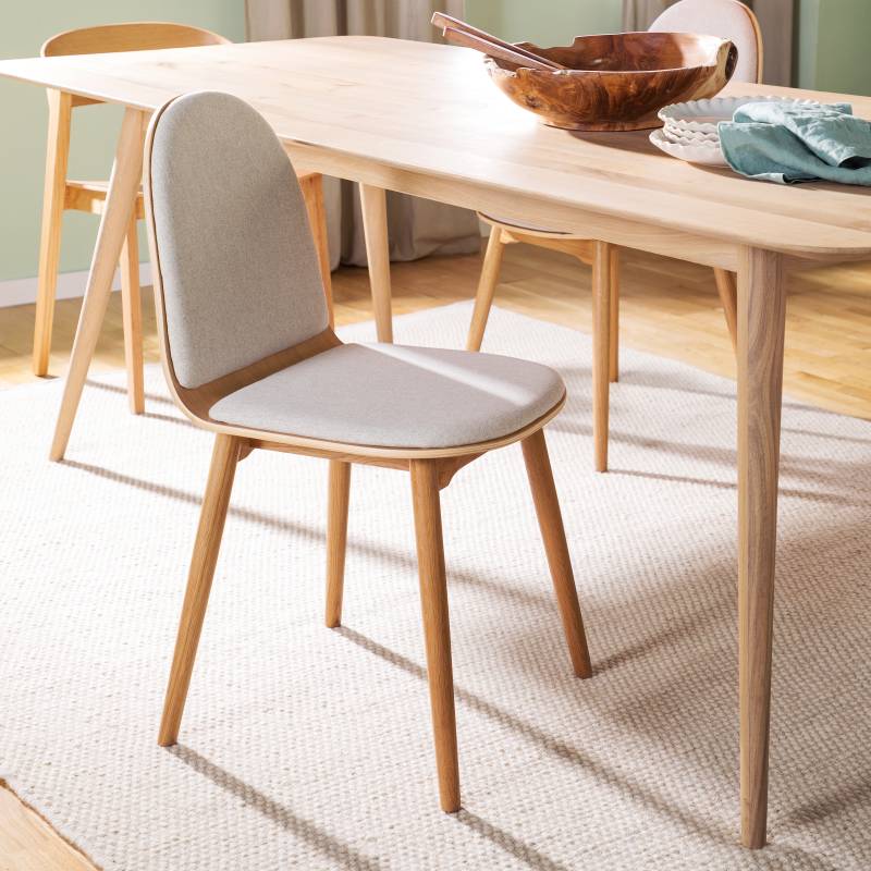 home24 Polsterstuhl Molonit 2er-Set 43 x 82 x 46cm Gelb/Beige/Beige von home24
