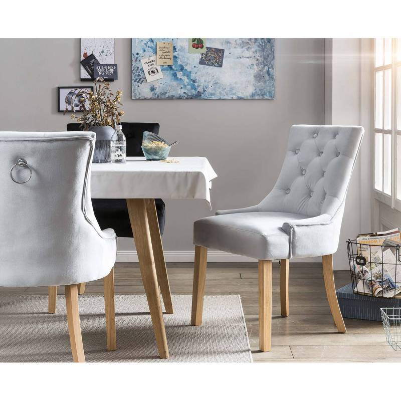 home24 Polsterstuhl Thrall 2er-Set 56 x 91 x 63cm Grau/Hellgrau von home24