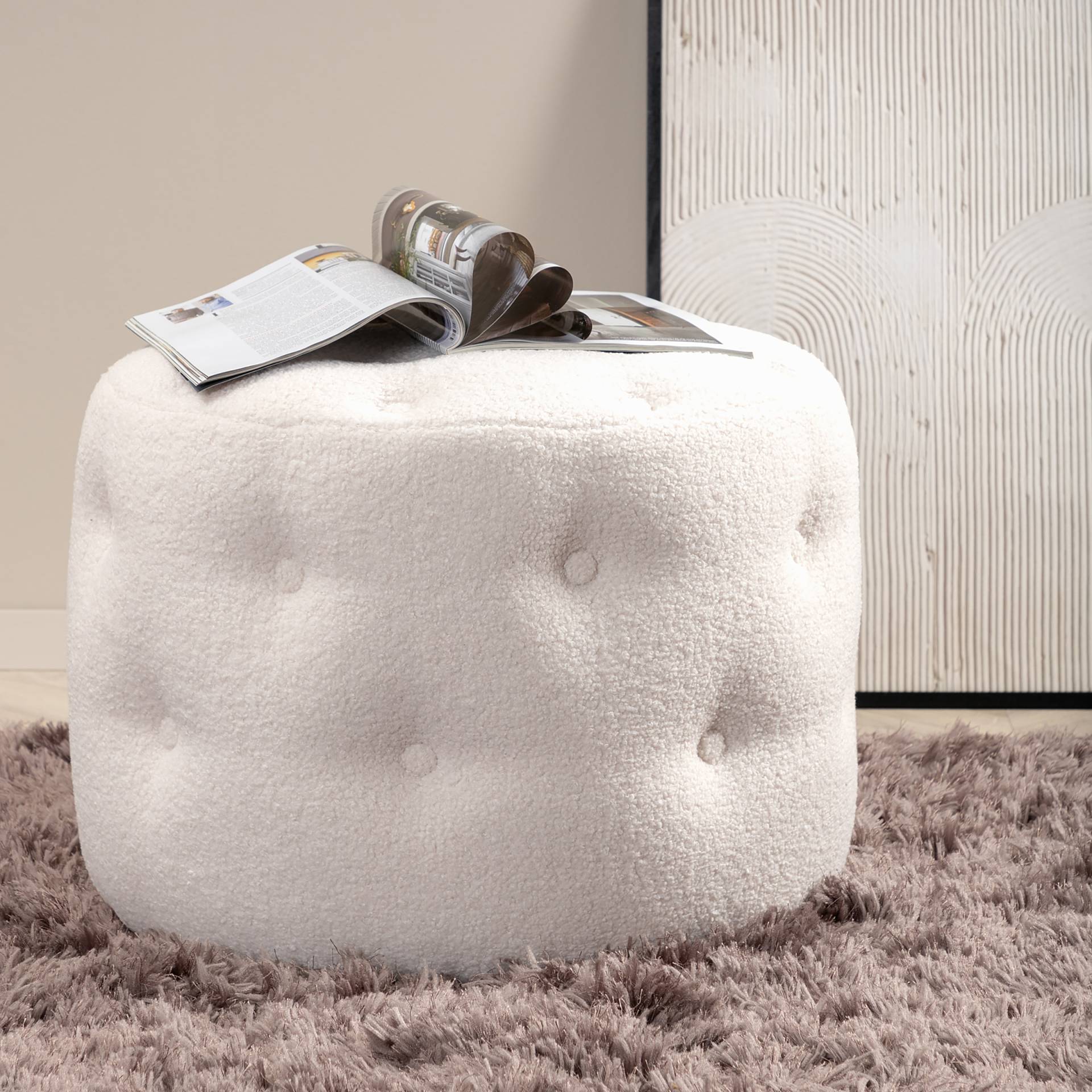 home24 Pouf Benjamin Ø 55cm Weiß/Creme home24 Pouf Benjamin Ø 55cm Weiß/Creme von home24