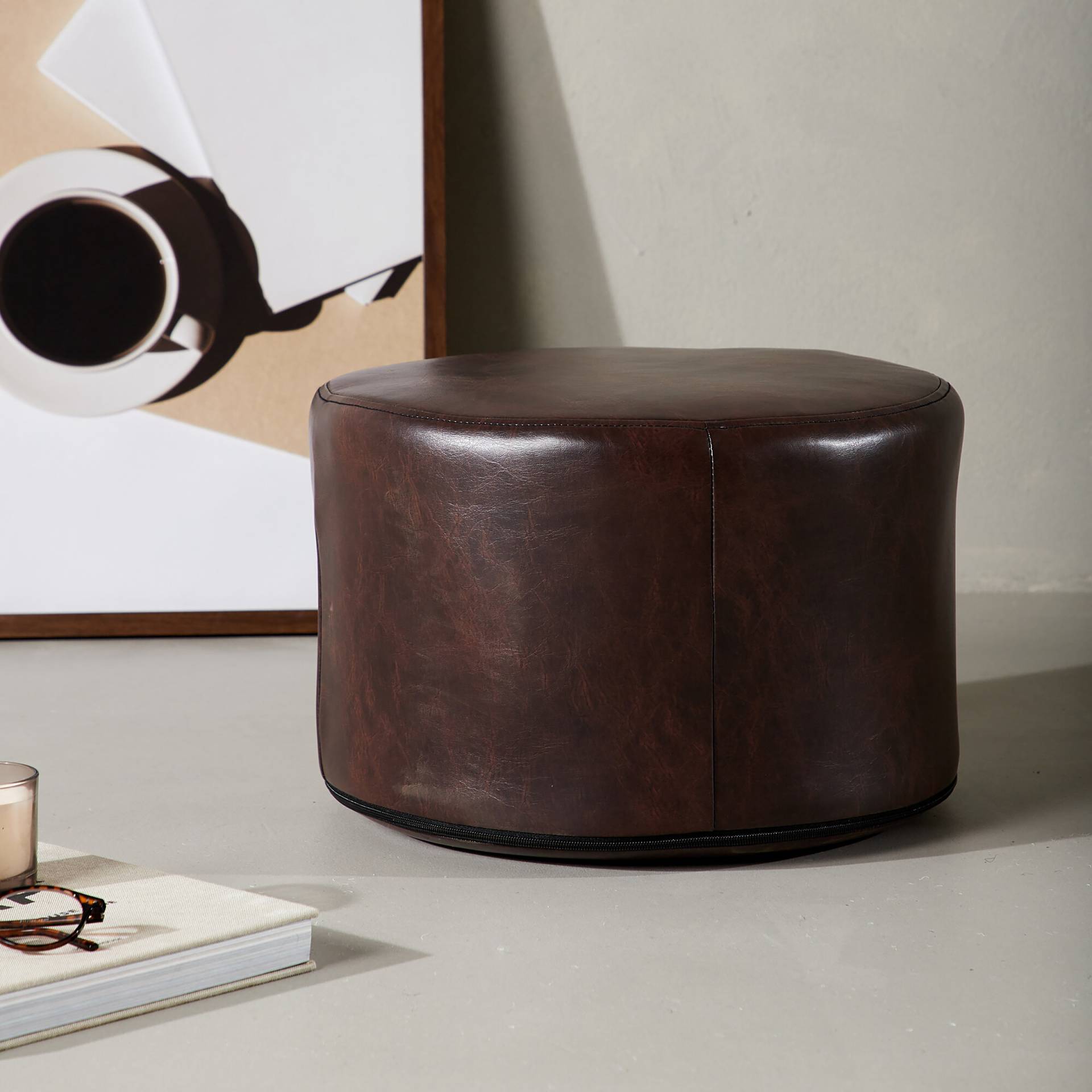 home24 Pouf Eastport Ø 41cm Braun home24 Pouf Eastport Ø 41cm Braun von home24