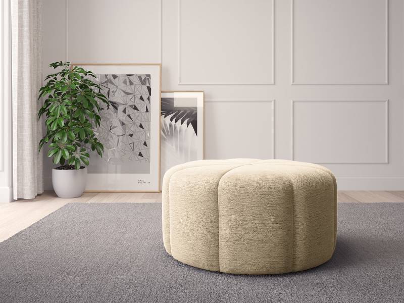 home24 Pouf FORA 80cm Beige Chenille Buladi: Taupe von home24