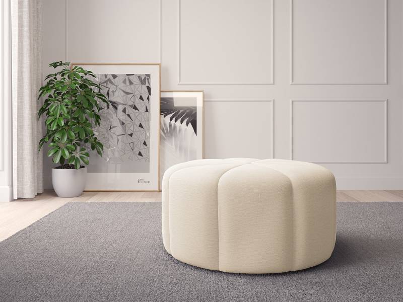 home24 Pouf FORA 80cm Beige Webstoff Saia: Beige von home24