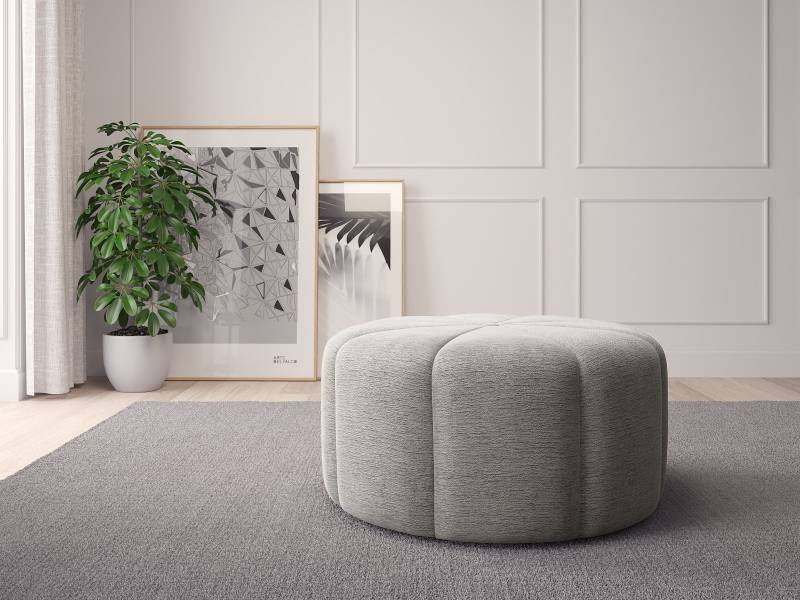 home24 Pouf FORA 80cm Grau Chenille Buladi: Hellgrau von home24