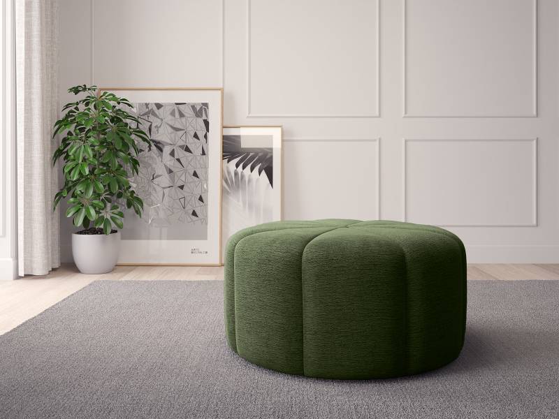 home24 Pouf FORA 80cm Grün Chenille Buladi: Moosgrün von home24