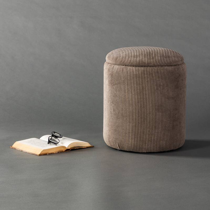 home24 Pouf Limpen Ø 32cm Braun/Braun Cord von home24