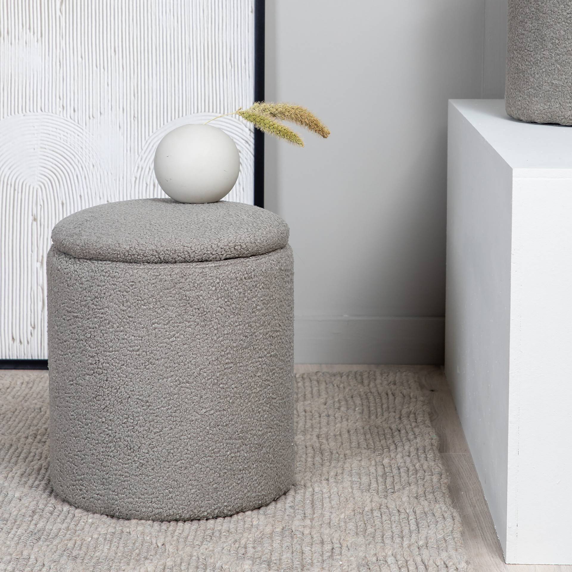 home24 Pouf Limpen Ø 32cm Grau/Grau Teddystoff home24 Pouf Limpen Ø 32cm Grau/Grau Teddystoff von home24