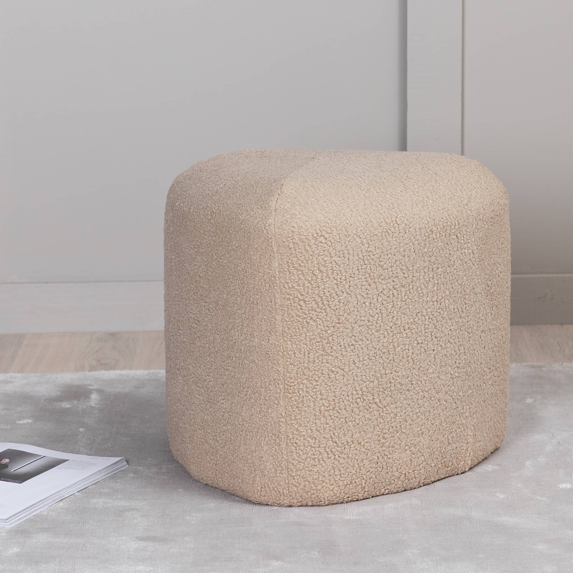 home24 Pouf Peg Ø 46cm Beige/Beige Teddystoff home24 Pouf Peg Ø 46cm Beige/Beige Teddystoff von home24