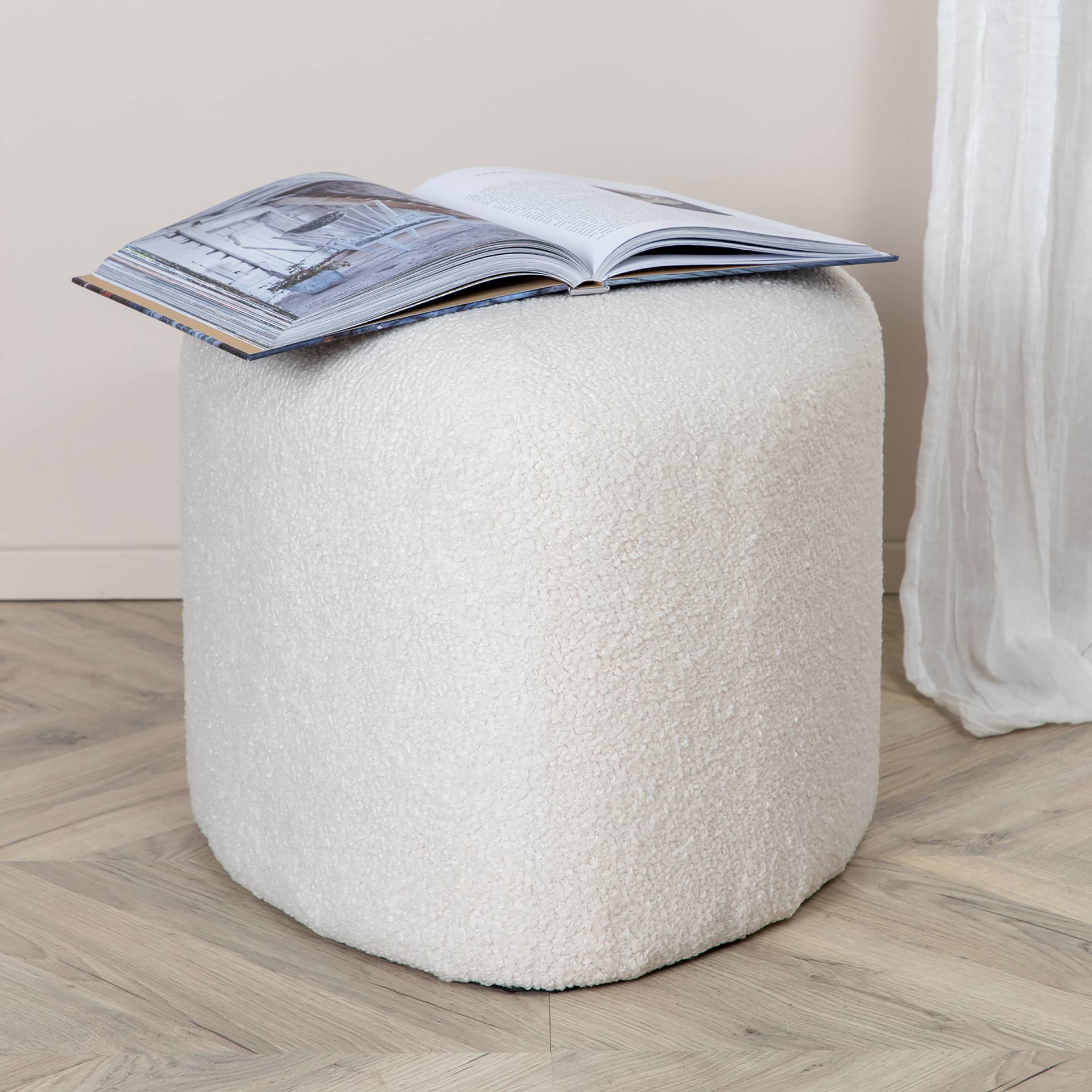 home24 Pouf Peg Ø 46cm Weiß/Creme Teddystoff home24 Pouf Peg Ø 46cm Weiß/Creme Teddystoff von home24