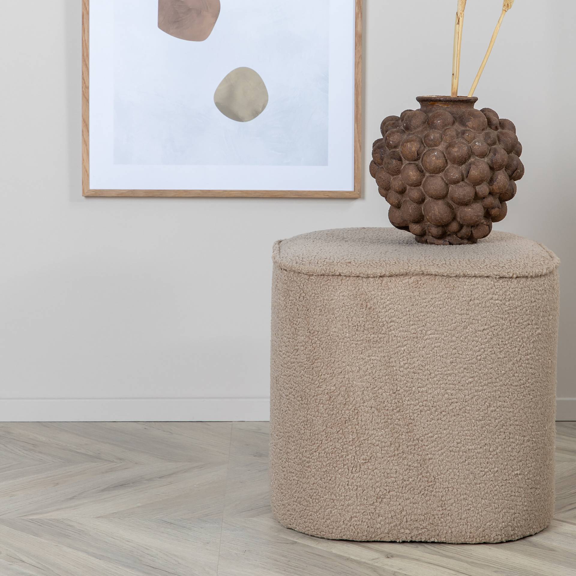 home24 Pouf Piff Ø 44cm Beige/Beige Teddystoff home24 Pouf Piff Ø 44cm Beige/Beige Teddystoff von home24