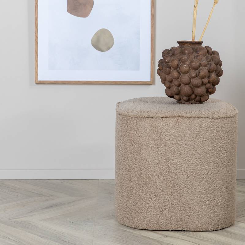 home24 Pouf Piff Ø 44cm Beige/Beige Teddystoff home24 Pouf Piff Ø 44cm Beige/Beige Teddystoff von home24