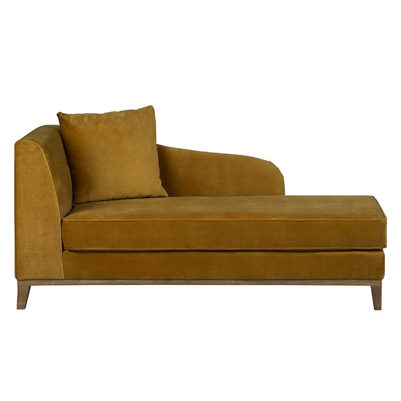 home24 Recamiere Gelb Samt 165 x 77 x 82cm Armlehne davorstehend links Glamour Eiche von home24