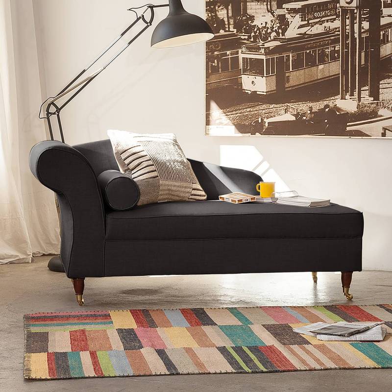 home24 Recamiere Webstoff Grau/Kohle Webstoff 166 x 80 x 77cm Armlehne davorstehend links Landhaus von home24