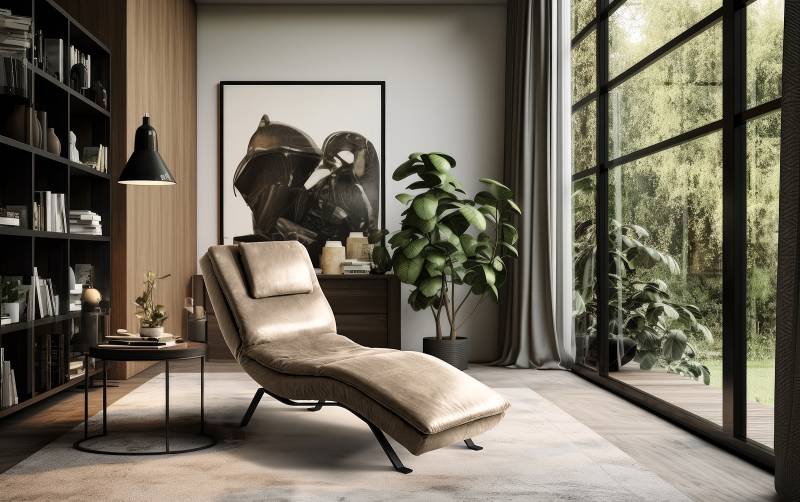 home24 Relaxliege Kanan Beige Microfaser Priya Schwarz 65 x 65 x 171cm von home24
