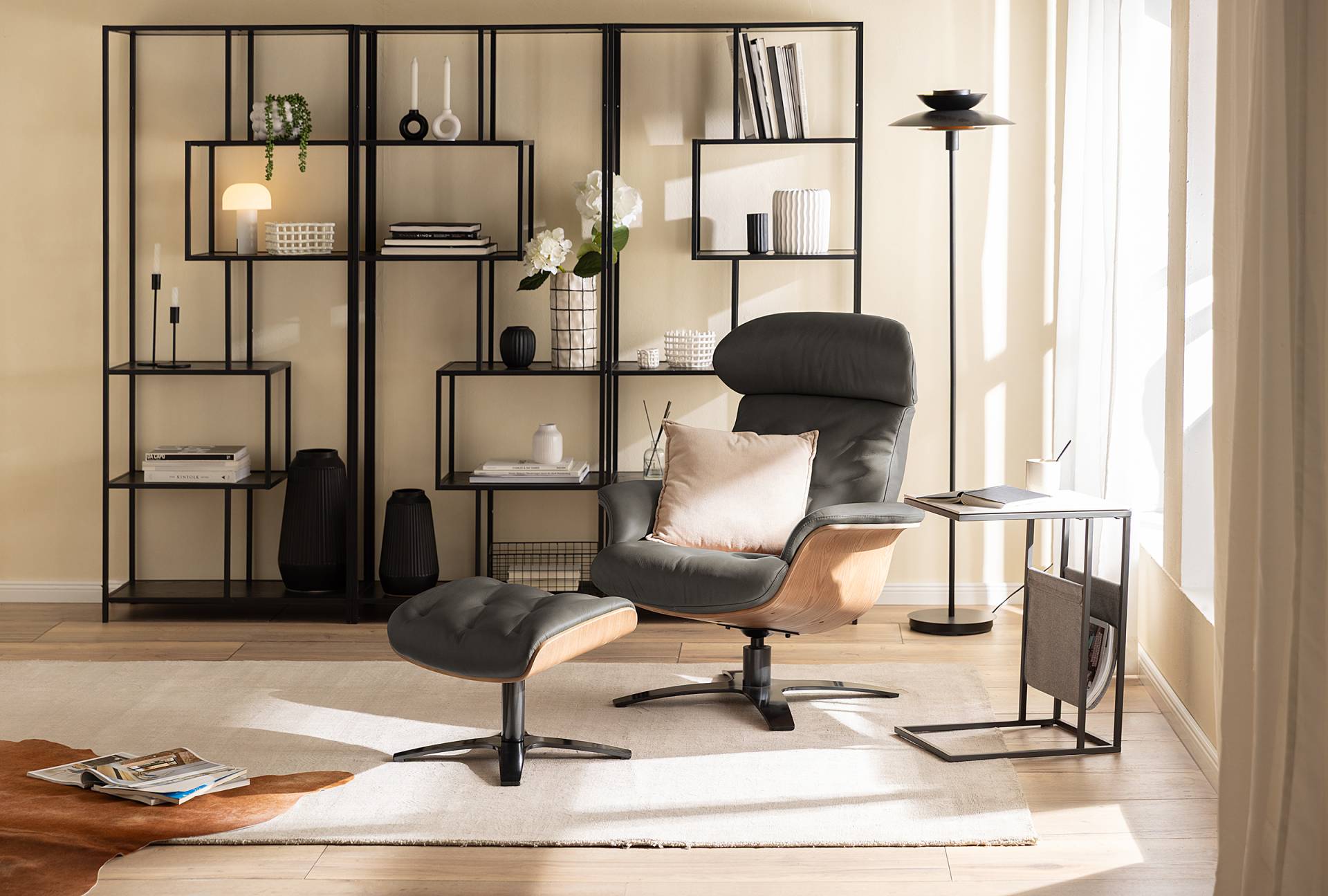 home24 Relaxsessel HARRIGA Schwarz/Grau/Dunkelgrau Echtleder Ulicia 79 x 100 x 84cm home24 Relaxsessel HARRIGA Schwarz/Grau/Dunkelgrau Echtleder Ulicia 79 x 100 x 84cm von home24
